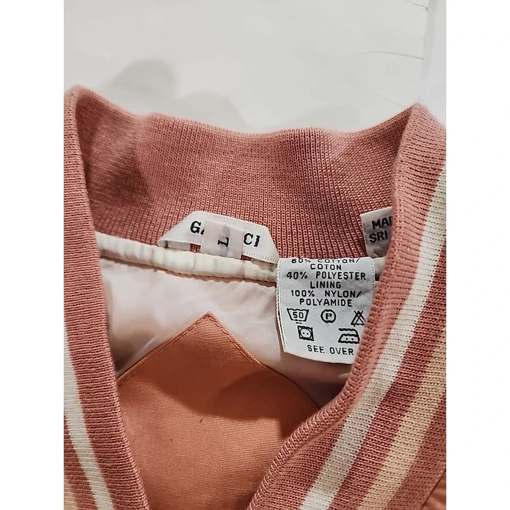 Vintage Gabicci Color Block‎ Bomber Jacket Retro Striped Casual Coat Lg